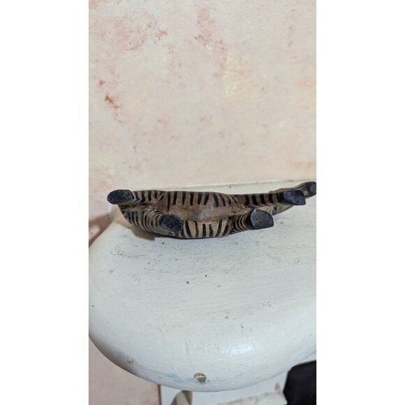 Wooden hand carved Zebra Figurine  Safari Decor 8": brown  black  zoo - Picture 7 of 9